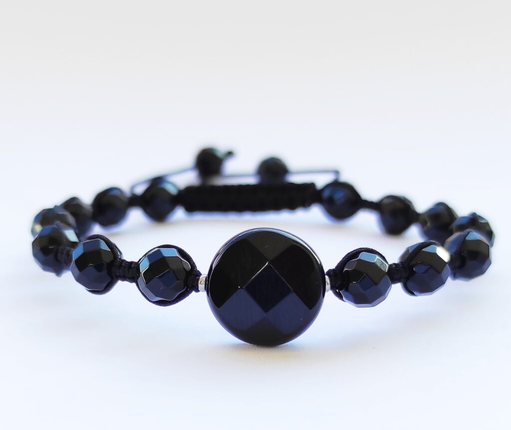 Bransoletka z czarnych kamieni naturalnych Onyks