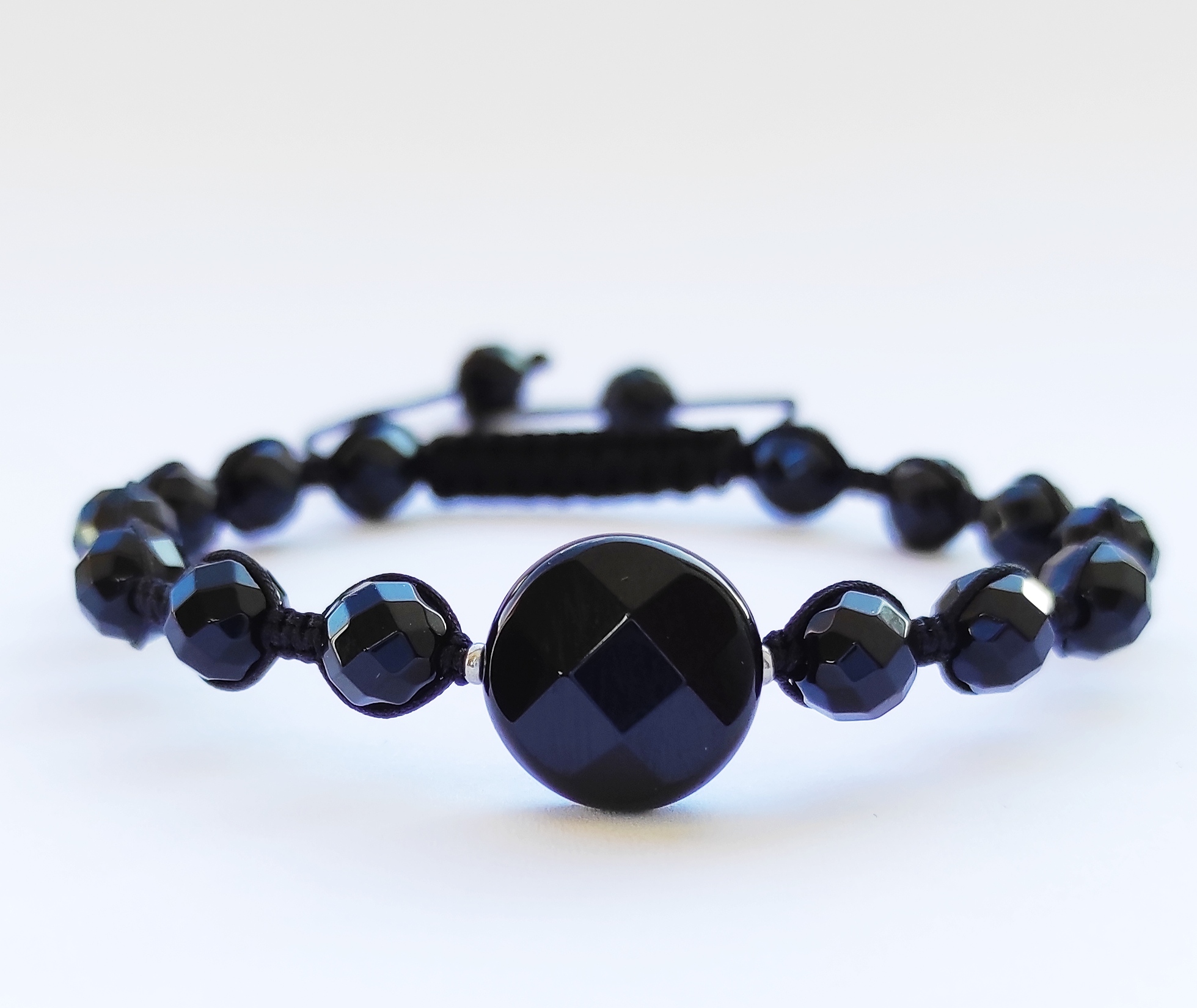 Bransoletka z czarnych kamieni naturalnych Onyks